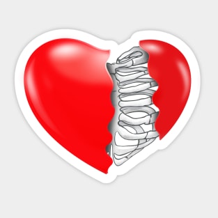 Broken heart, red heart rib cage Sticker